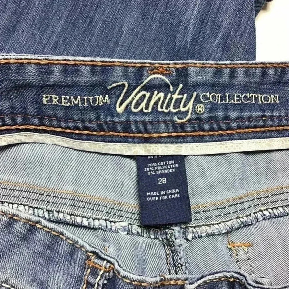 Vanity Dakota Cuff Women 28 Embellished Denim Jean Capris Low Rise Stretch Blue - Picture 8 of 8